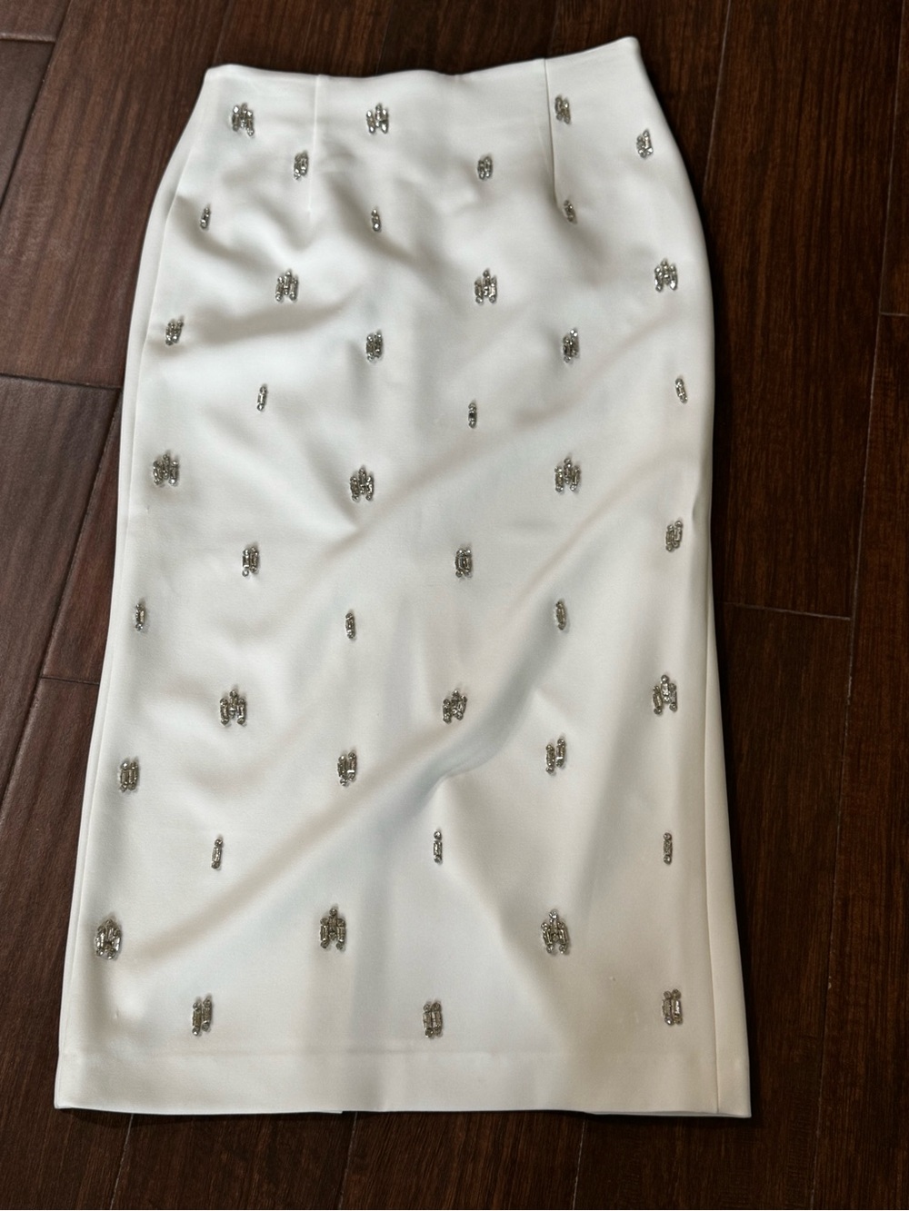 Embellished White Pencil Skirt